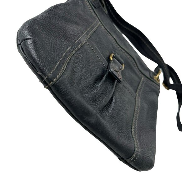 The Sak Black Soft Pebble Leather Adjustable Crossbody Shoulder Bag Purse - Picture 4 of 14